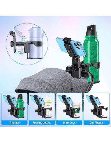 Soporte para Taza y Teléfono WixGear, Multifuncional, Negro