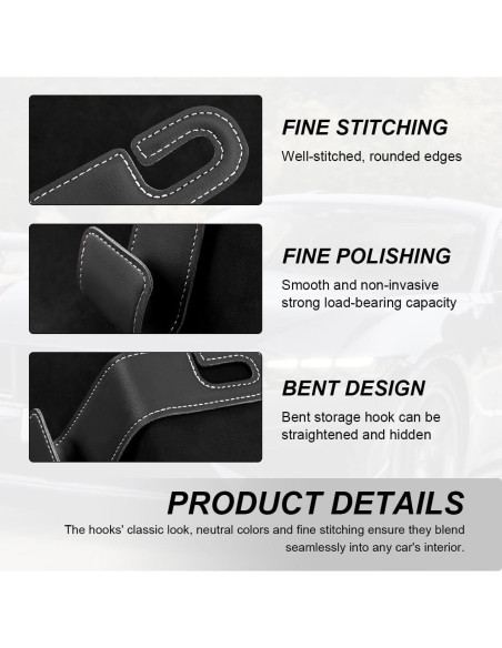 Ganchos para Reposacabezas de Coche FSTURIOS - 2 PCS Negro