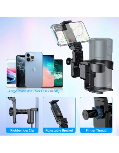Soporte para Taza y Teléfono WixGear, Multifuncional, Negro