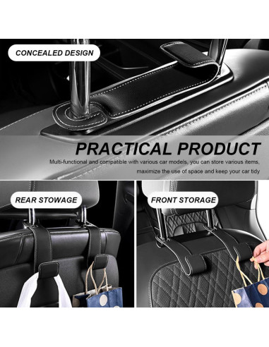 Ganchos para Reposacabezas de Coche FSTURIOS - 2 PCS Negro