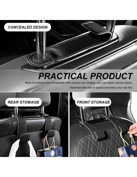 Ganchos para Reposacabezas de Coche FSTURIOS - 2 PCS Negro