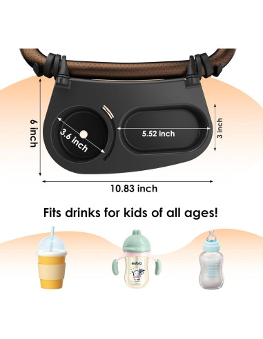 Bandeja de bocadillos universal MOJELIM para cochecito con tapa