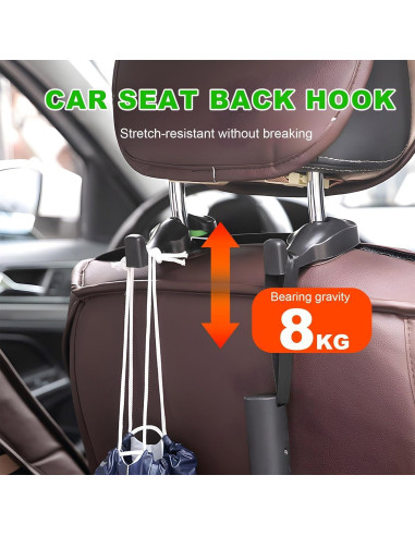 Gancho de Reposacabezas de Asiento Trasero DXNQ - 2 Pcs Negro