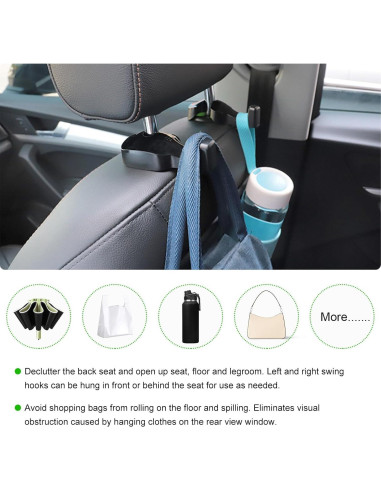 Gancho de Reposacabezas de Asiento Trasero DXNQ - 2 Pcs Negro