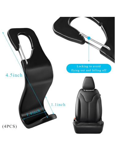 4 Ganchos de Reposacabezas SHMZK para Asiento de Coche