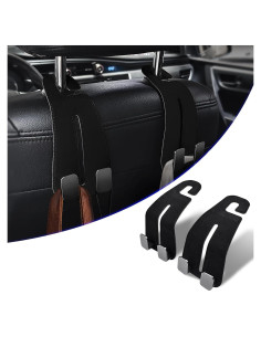 Ganchos para Reposacabezas de Coche GZSH 2 Pcs Cuero Negro