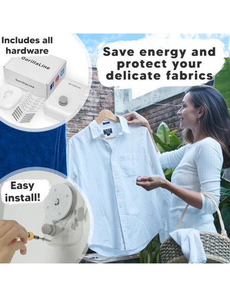 Cuerda de Ropa Retráctil GorillaLine 4.24m para Interiores y Exteriores Cuerda de Ropa Retráctil GorillaLine 4.24m para Interiores y Exteriores