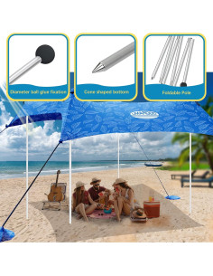 Postes de Aluminio Plegables UMARDOO para Tienda de Playa 1.98m 2