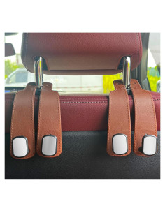 Ganchos para Reposacabezas DEIHAALEN 2 Pcs Marrón de Cuero