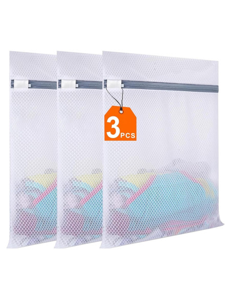 3 Bolsas de Lavandería de Malla Qgond XL 30x40 cm Resistentes 3 Bolsas de Lavandería de Malla Qgond XL 30x40 cm Resistentes