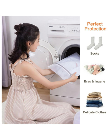 3 Bolsas de Lavandería de Malla Qgond XL 30x40 cm Resistentes 3 Bolsas de Lavandería de Malla Qgond XL 30x40 cm Resistentes