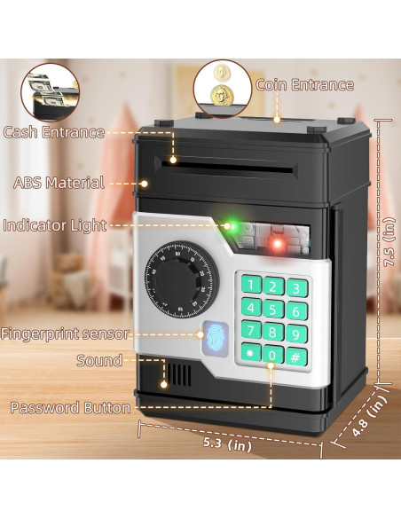 Hucha Electrónica Automática SHANTOU para Niños - Seguridad Huella Dactilar