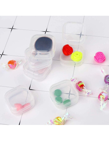 20 Mini Cajas Plásticas Transparentes SKUPSY para Almacenamiento