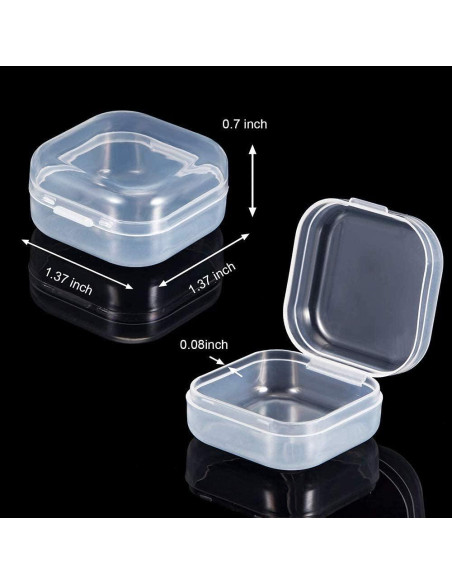 20 Mini Cajas Plásticas Transparentes SKUPSY para Almacenamiento