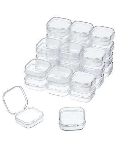 20 Mini Cajas Plásticas Transparentes SKUPSY para Almacenamiento