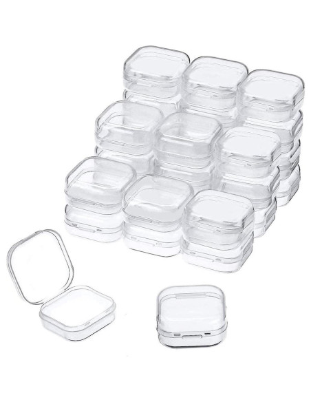 20 Mini Cajas Plásticas Transparentes SKUPSY para Almacenamiento