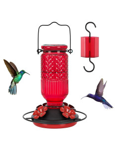 Alimentador de Colibríes de Vidrio Feed Garden 16 oz Rojo