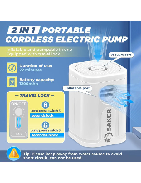 Bolsas de Almacenamiento al Vacío Saker con Bomba Eléctrica 15 Pzas Bolsas de Almacenamiento al Vacío Saker con Bomba Eléctrica 15 Pzas