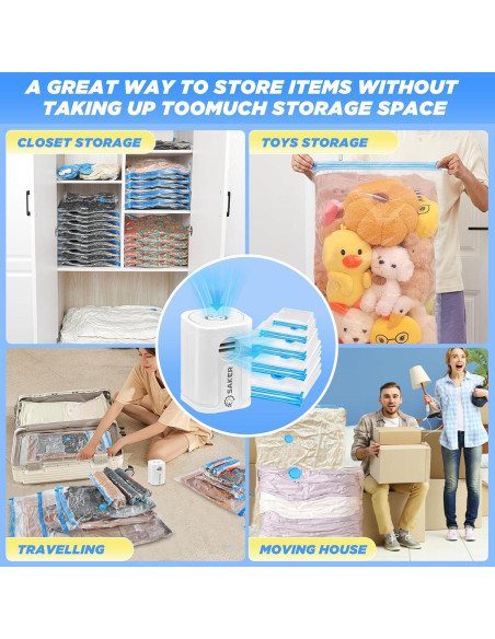 Bolsas de Almacenamiento al Vacío Saker con Bomba Eléctrica 15 Pzas Bolsas de Almacenamiento al Vacío Saker con Bomba Eléctrica 15 Pzas