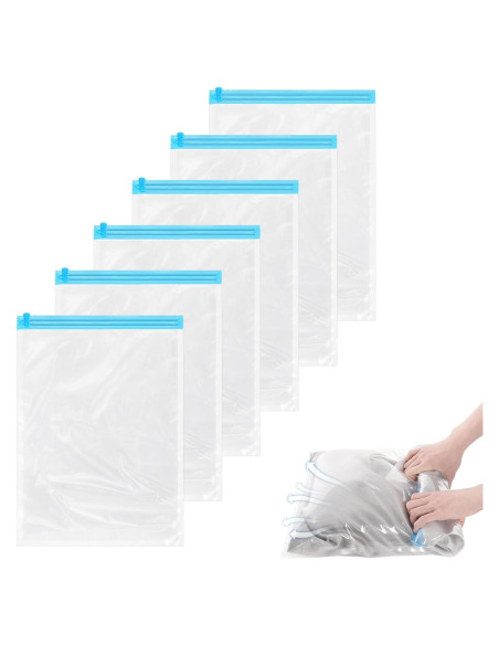 Paquete de 6 Bolsas de Compresión Simarro 35x50cm Ahorra Espacio