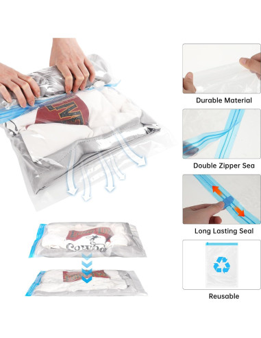 Paquete de 6 Bolsas de Compresión Simarro 35x50cm Ahorra Espacio