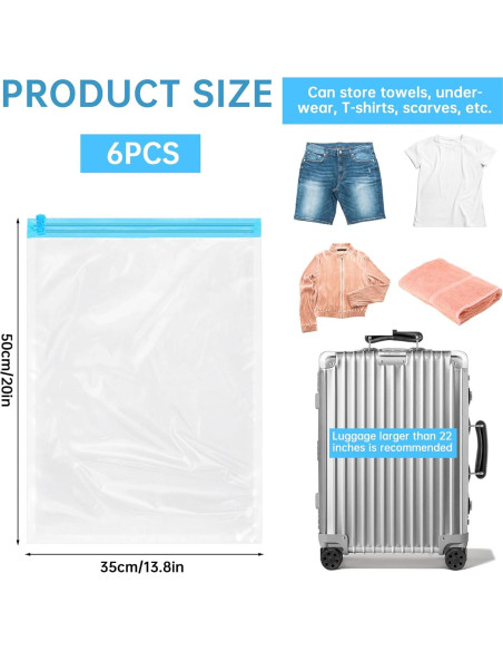 Paquete de 6 Bolsas de Compresión Simarro 35x50cm Ahorra Espacio