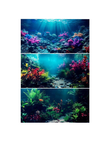 Fondo de Acuario Poliester COMSUN 61x30 cm Corales y Plantas
