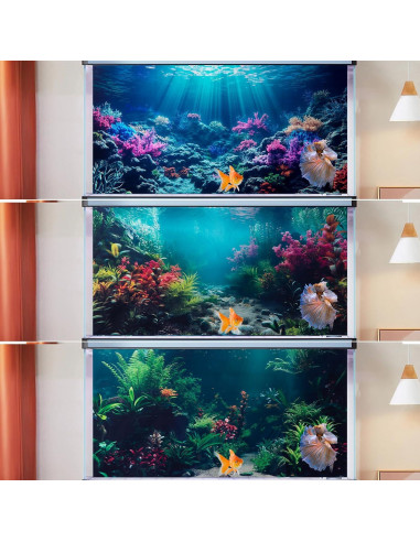 Fondo de Acuario Poliester COMSUN 61x30 cm Corales y Plantas