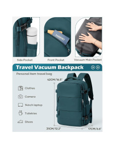 Mochila de Viaje al Vacío Unisex Azul Pavo Real 42x31x17 cm 2