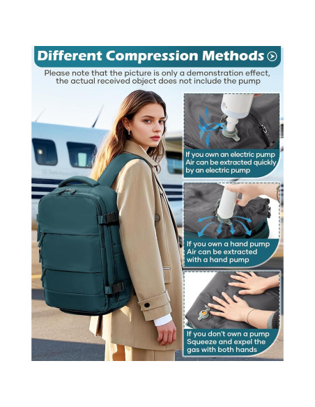 Mochila de Viaje al Vacío Unisex Azul Pavo Real 42x31x17 cm