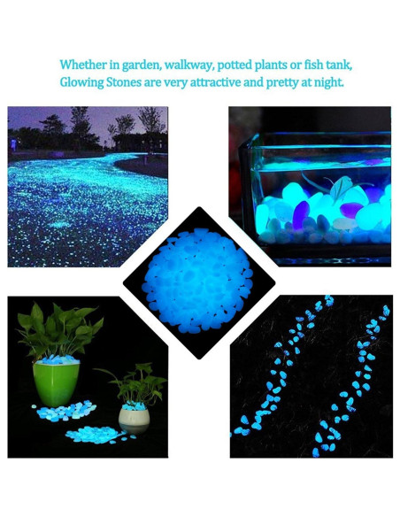 340 Piedras Brillantes Luminiscentes Azul para Jardín y Acuario
