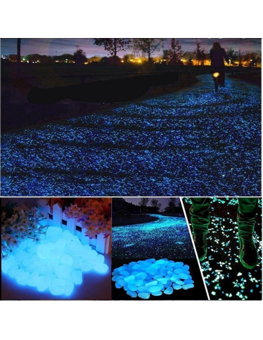 340 Piedras Brillantes Luminiscentes Azul para Jardín y Acuario