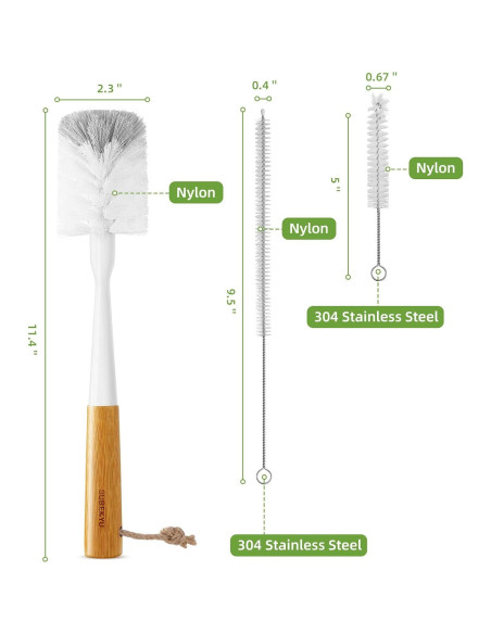 Set de Cepillos para Botellas SUBEKYU - 3 Piezas Nylon