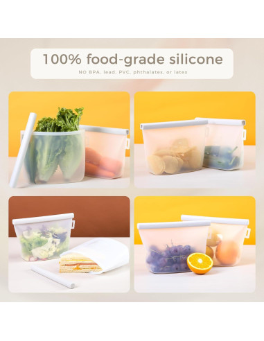 Bolsas de Silicona Reutilizables EZZNTIAL 2000ml 2pc a Prueba de Fugas