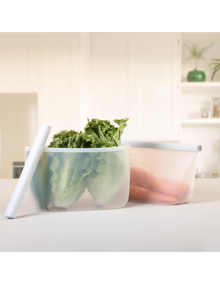 Bolsas de Silicona Reutilizables EZZNTIAL 2000ml 2pc a Prueba de Fugas