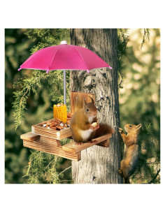 Comedero para Ardillas Gnodary con Paraguas Rosa Oscuro