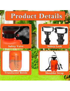 Pulverizador de Jardín STARTONECO 5L Naranja con Correa Ajustable 2