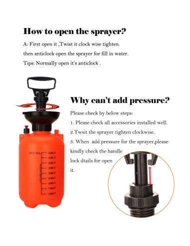 Pulverizador de Jardín STARTONECO 5L Naranja con Correa Ajustable