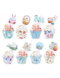 48 Adornos y Forros para Cupcakes de Pascua Boerni