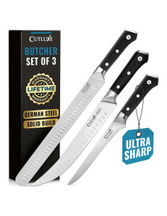 Juego de Cuchillos de Carnicero Cutluxe 3 Piezas BBQ - Acero Alemán