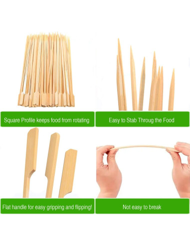 Palitos de Bambú 10 Pulgadas Pinchitto - 100 Piezas para BBQ