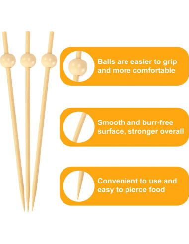 200 Palillos de Cóctel de Bambú FATLODA 11.9 cm Naturales