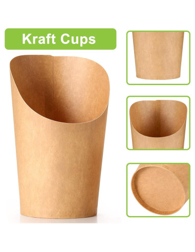 100 Tazas de Papel Desechables FSAH 12Oz con Palillos y Etiquetas