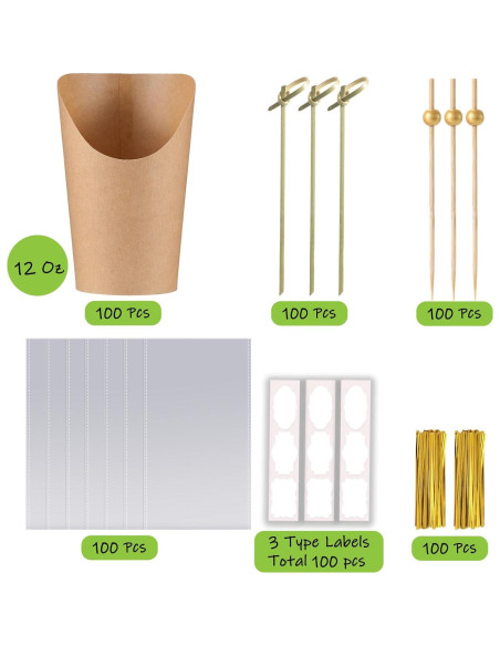 100 Tazas de Papel Desechables FSAH 12Oz con Palillos y Etiquetas 100 Tazas de Papel Desechables FSAH 12Oz con Palillos y Etiquetas