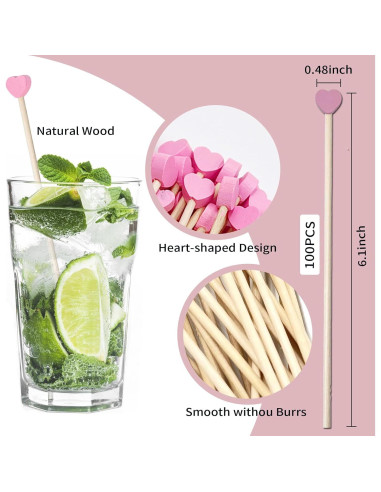 100 Palitos de Madera Rosa para Lollipop OSSIJAY 15cm