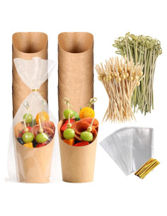 Tazas de Charcutería Desechables WixiTool 14oz 60 Pcs con Palillos