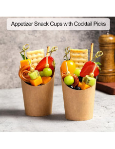 Tazas de Charcutería Desechables WixiTool 14oz 60 Pcs con Palillos 2