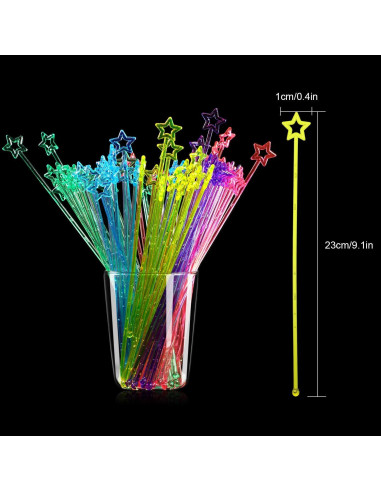 100 Palitos de Remover Plástico 23 cm Estrella para Bebidas