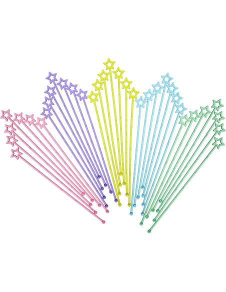 100 Palitos de Remover Plástico 23 cm Estrella para Bebidas