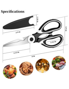 Tijeras de Cocina Multifuncionales QtoiKce Acero Inoxidable 2